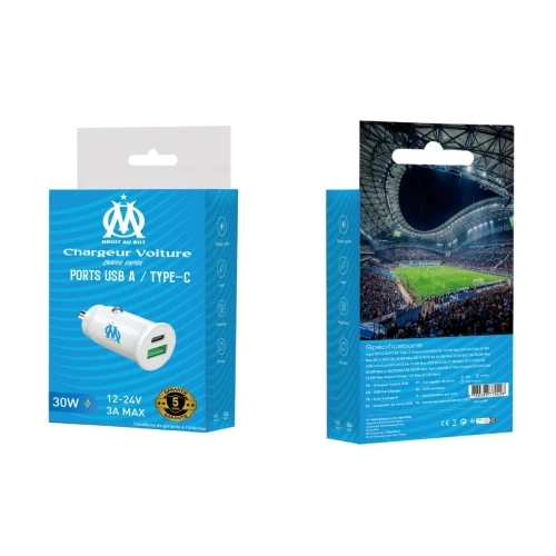Chargeur OM Pour Voiture 30W USB A / USB C