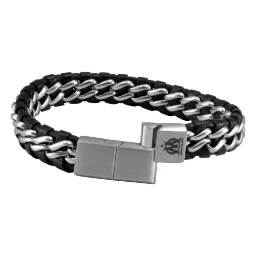 Bracelet OM Cuir/Acier Tressé