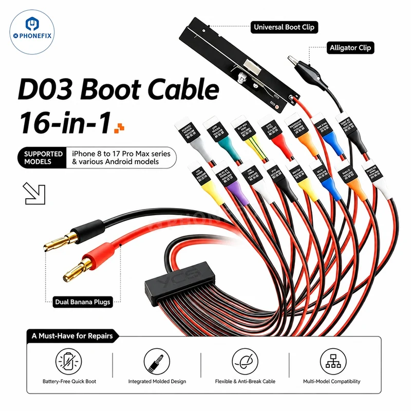 Câble d'alimentation YCS D03 16-en-1 pour iPhone 8-17 Pro Max et Android