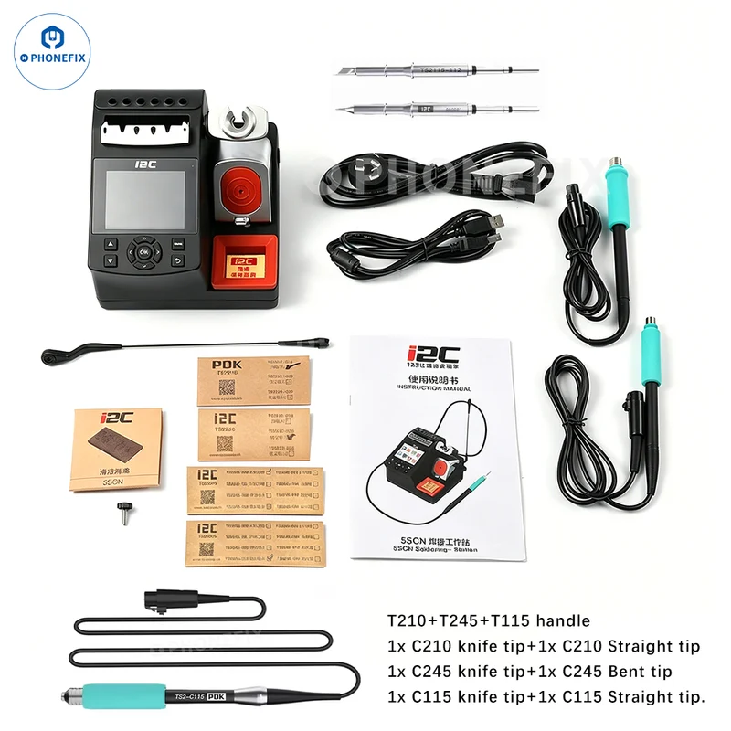 Station de soudage industrielle i2C 5SCN 200 W avec pointes C245, C210 et C115