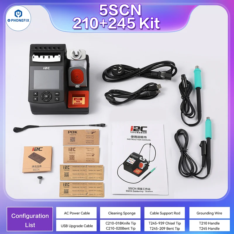 Station de soudage industrielle i2C 5SCN 200 W avec pointes C245, C210 et C115