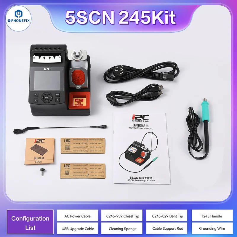 Station de soudage industrielle i2C 5SCN 200 W avec pointes C245, C210 et C115