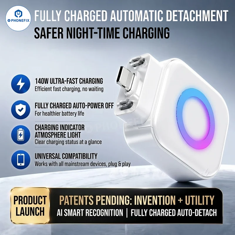 Chargeur rapide USB-C 140 W avec séparateur de charge complète pour iPhone et Android