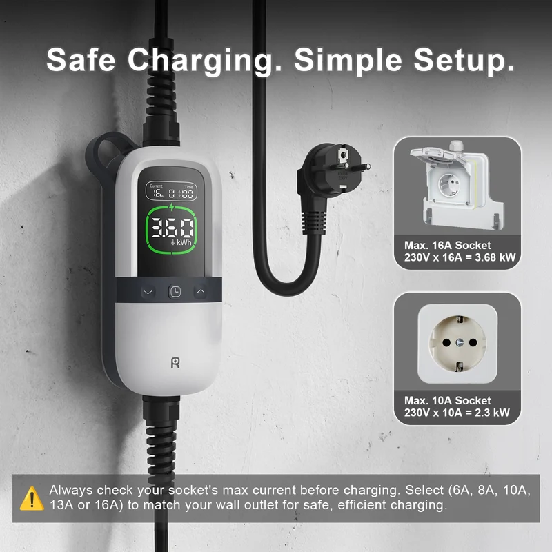 Rheidon 3.6 kW TÜV-Certified Portable EV Charger | PC200-3K6
