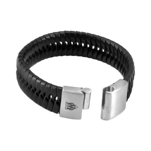 Bracelet OM Cuir Noir Grand Modèle