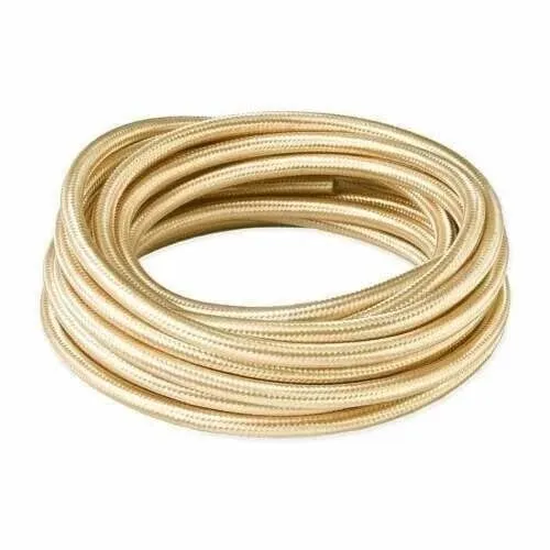 LEDSone Câble d'éclairage vintage rond tressé tissu doré 1M/5M/10M 3 cœurs ~2062