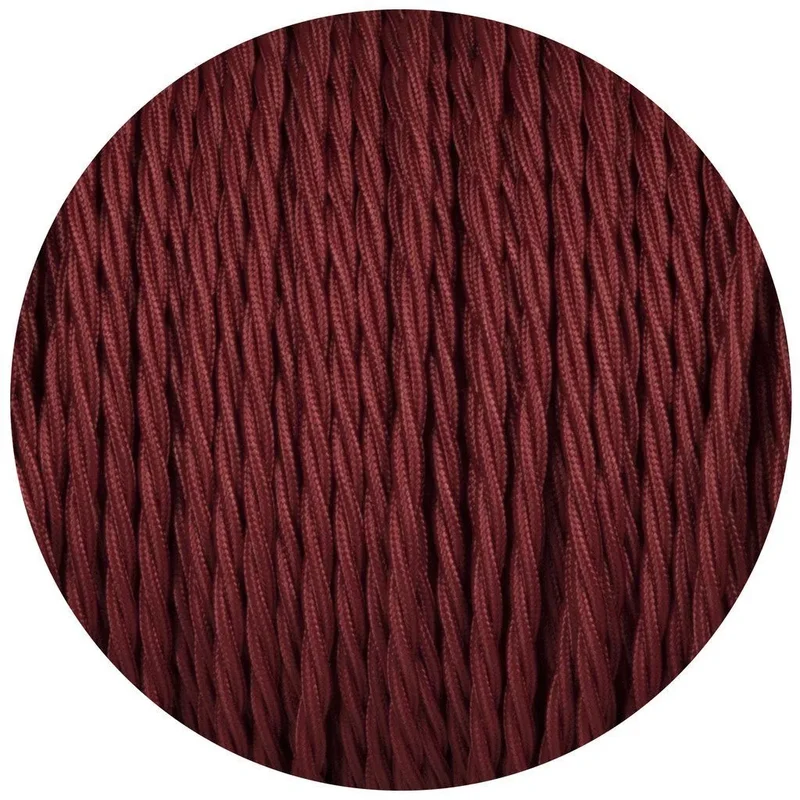 Câble tissu torsadé bordeaux 2 cœurs - Flexible 0,75 mm 1 m/5 m/10 m ~2060