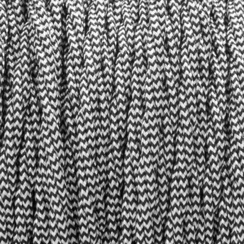 Câble tissu vintage torsadé 2 noyaux noir et blanc - 0,75 mm ~2059