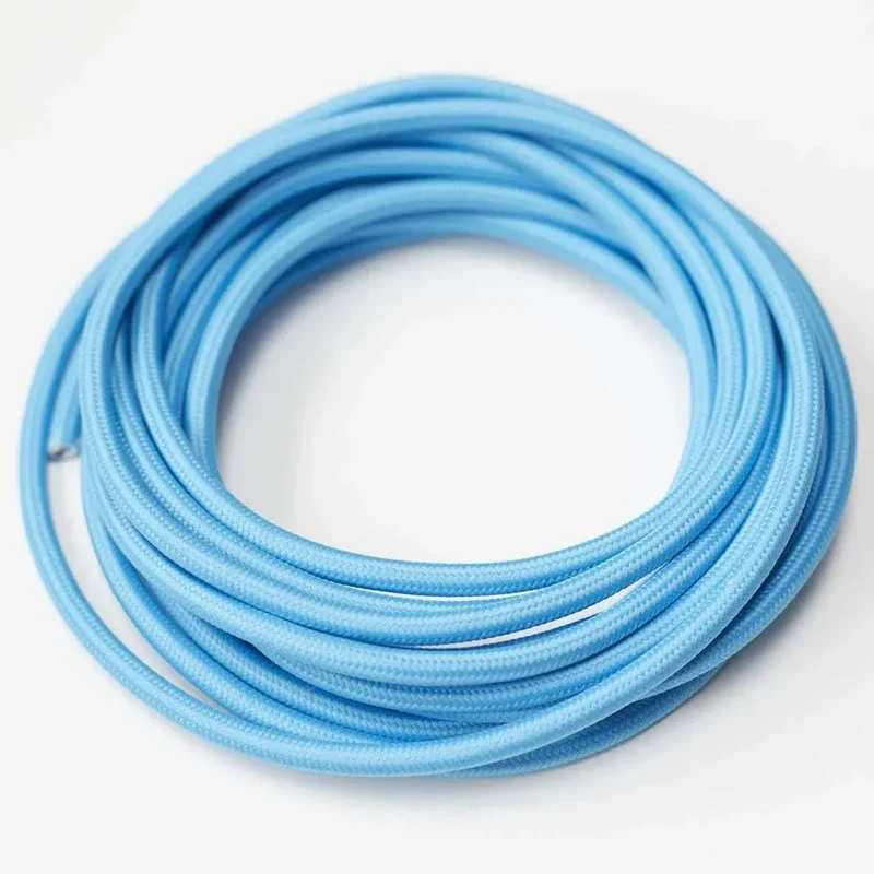 Câble rond flexible vintage bleu clair éclairage tissu 1m/5m/10m fil électrique ~2057