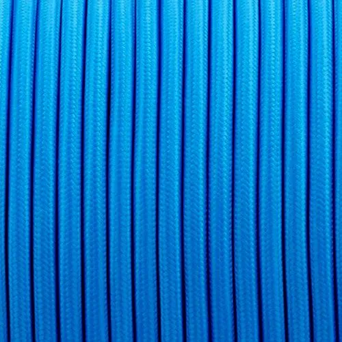 Câble rond en tissu tressé bleu vintage 2 noyaux - 0,75 mm ~2056