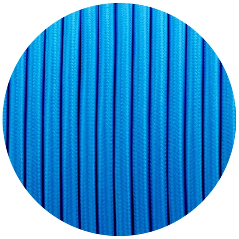 Câble rond en tissu tressé bleu vintage 2 noyaux - 0,75 mm ~2056