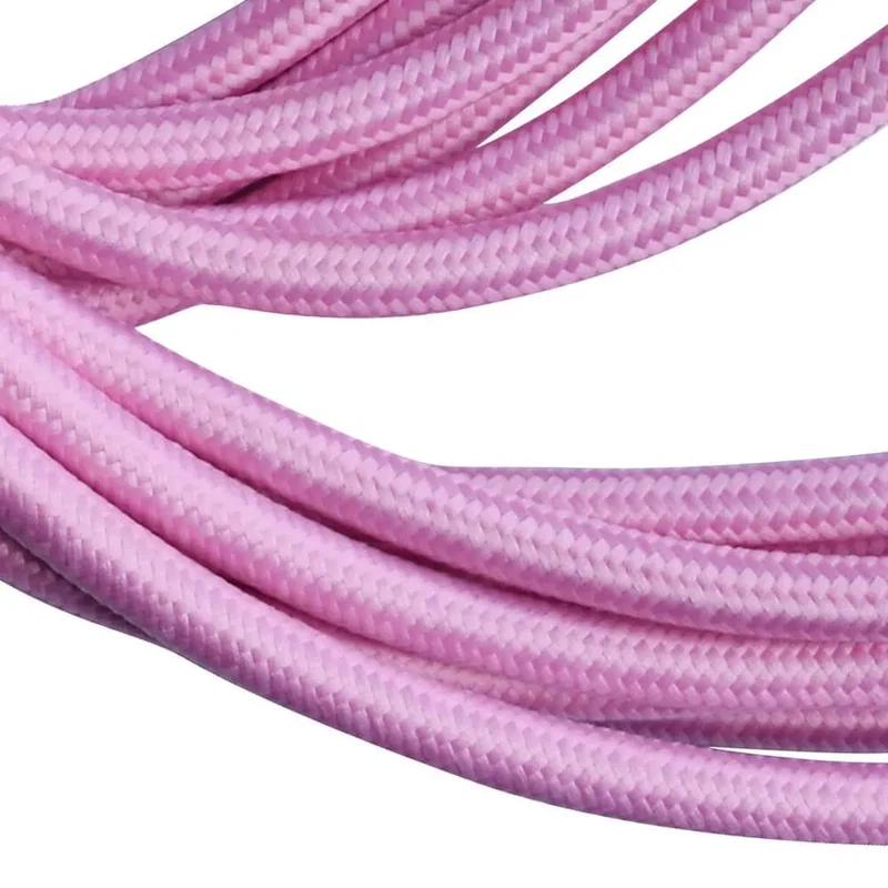 Câble tissu tressé vintage torsadé 2 noyaux rose bébé - 0,75 mm ~2055