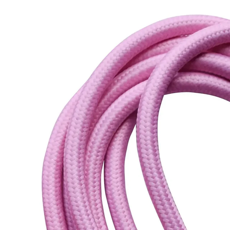 Câble tissu tressé vintage torsadé 2 noyaux rose bébé - 0,75 mm ~2055