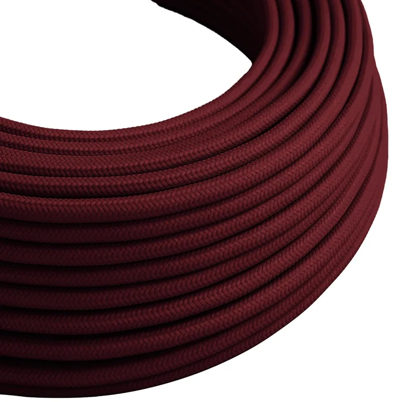 Câble électrique textile 2 × 0,75 mm² bordeaux pour luminaires ~2054