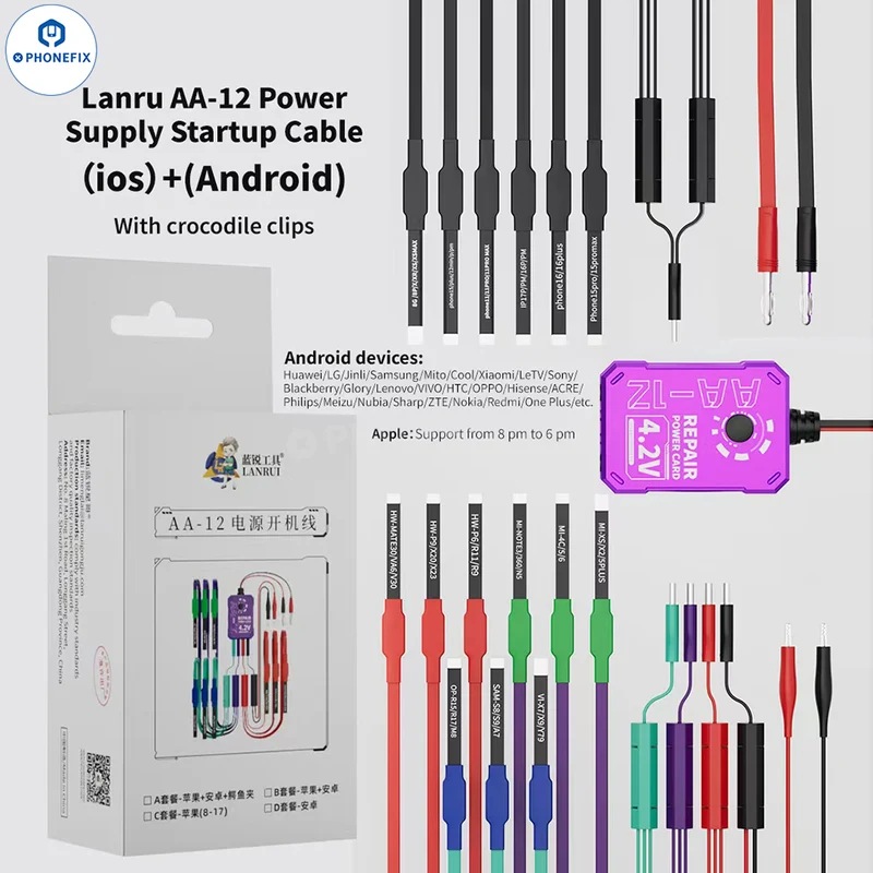 Câble d'alimentation LANRUI AA-12 pour iPhone iOS et téléphones Android