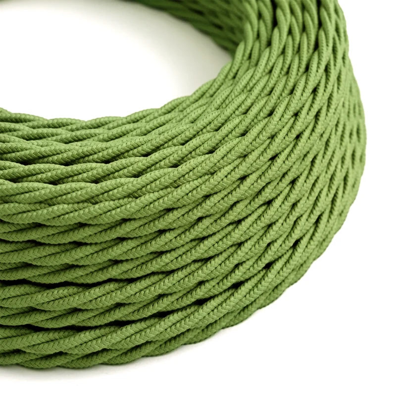 LEDSone Câble d'éclairage tissu tressé torsadé vert armée 3 noyaux 0,75 mm² ~ 2098