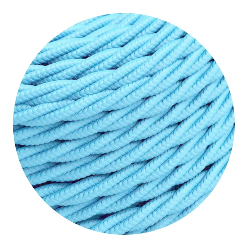 Câble électrique torsadé 3 cœurs 1M/5M/10M recouvert couleur bleu clair tissu 0,75 mm ~2092