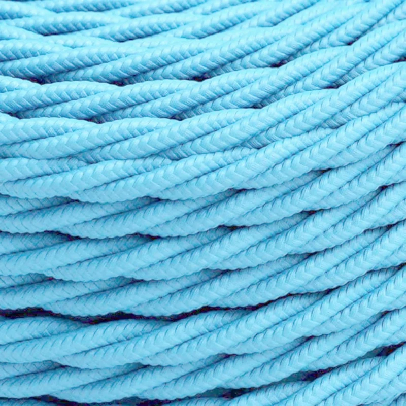 Câble électrique torsadé 3 cœurs 1M/5M/10M recouvert couleur bleu clair tissu 0,75 mm ~2092