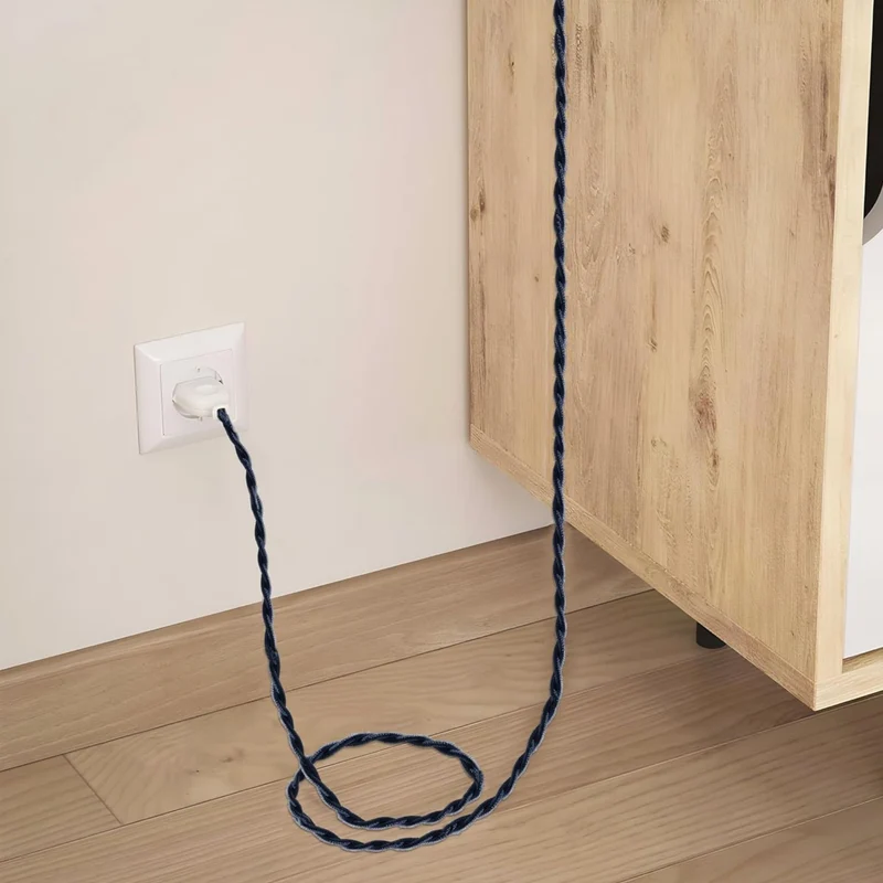 Câble électrique torsadé 3 cœurs 1M/5M/10M recouvert couleur bleu clair tissu 0,75 mm ~2092