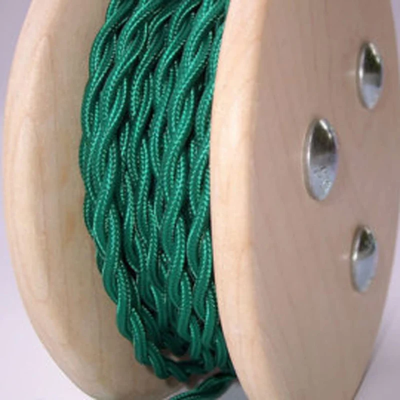 Câble flexible tissu électrique vintage torsadé vert foncé 1M/5M/10M 0,75mm ~2091