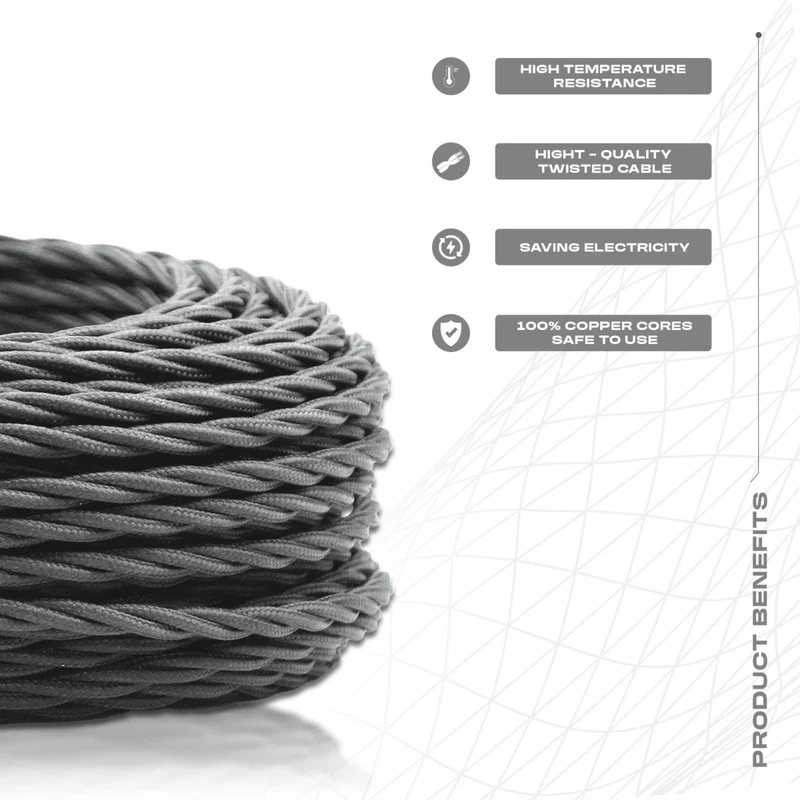 Câble flexible tissu électrique vintage torsadé vert foncé 1M/5M/10M 0,75mm ~2091