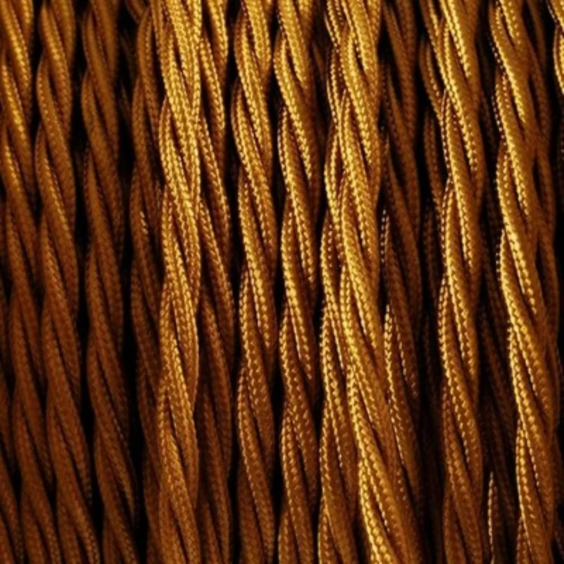 Câble Électrique Torsadé Tissu Brun Clair 3 Fils 0,75mm - 1m / 5m / 10m ~2090