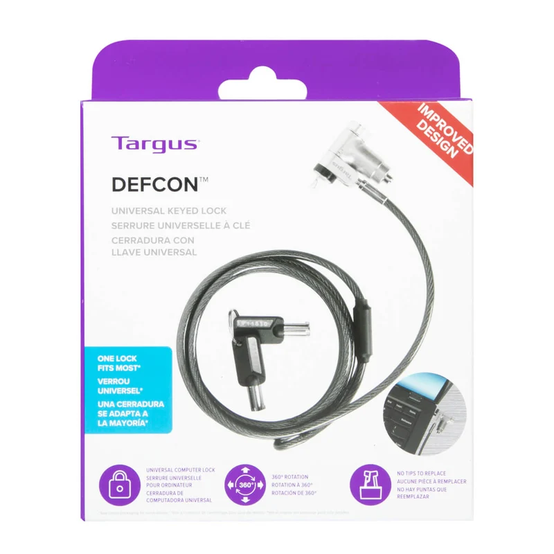 DEFCON™ Ultimate Serrure à câble à clé universelle avec tête de serrure adaptable Slimline