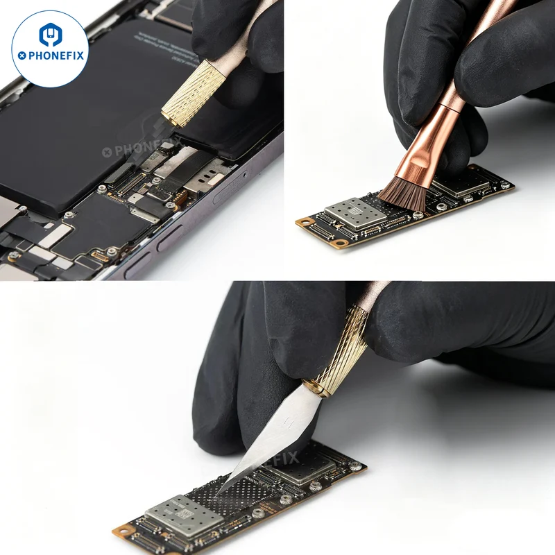 Pince à double tête REFOX RS75 et brosse de nettoyage pour la réparation de téléphones
