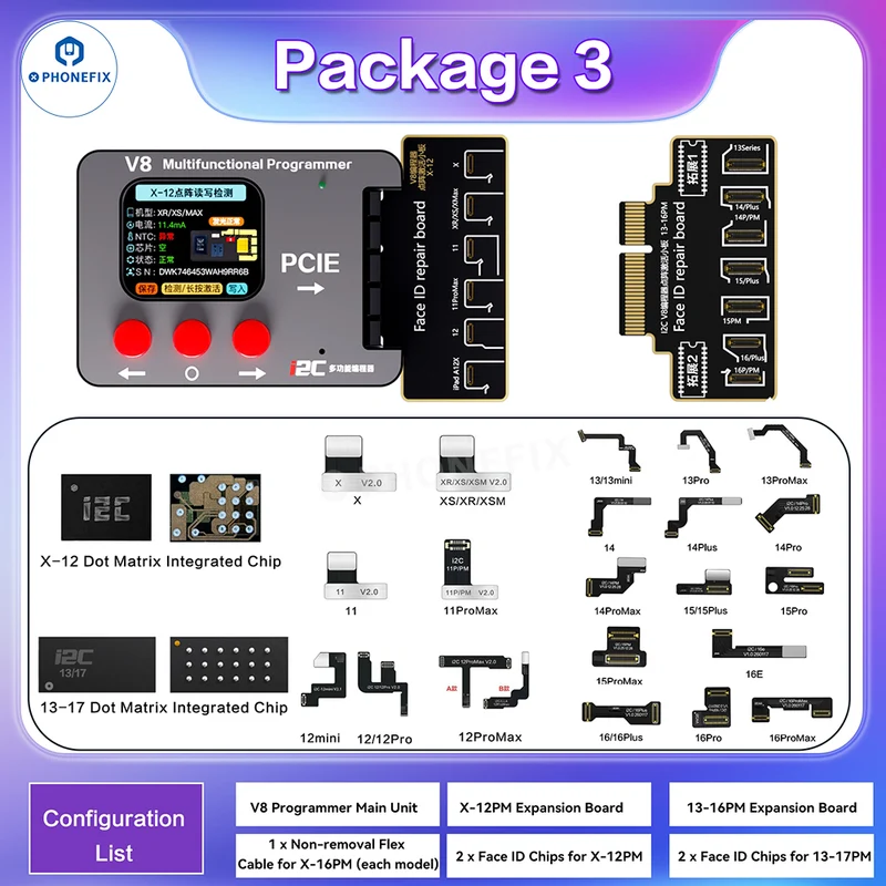 Programmateur de téléphone multifonctionnel i2C V8 pour la réparation de Face ID iPhone