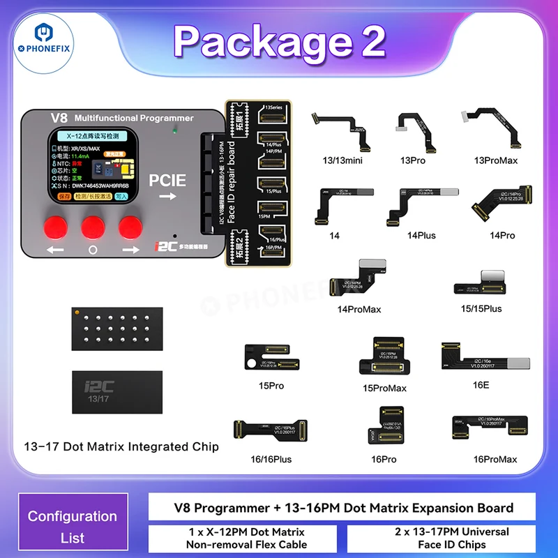 Programmateur de téléphone multifonctionnel i2C V8 pour la réparation de Face ID iPhone