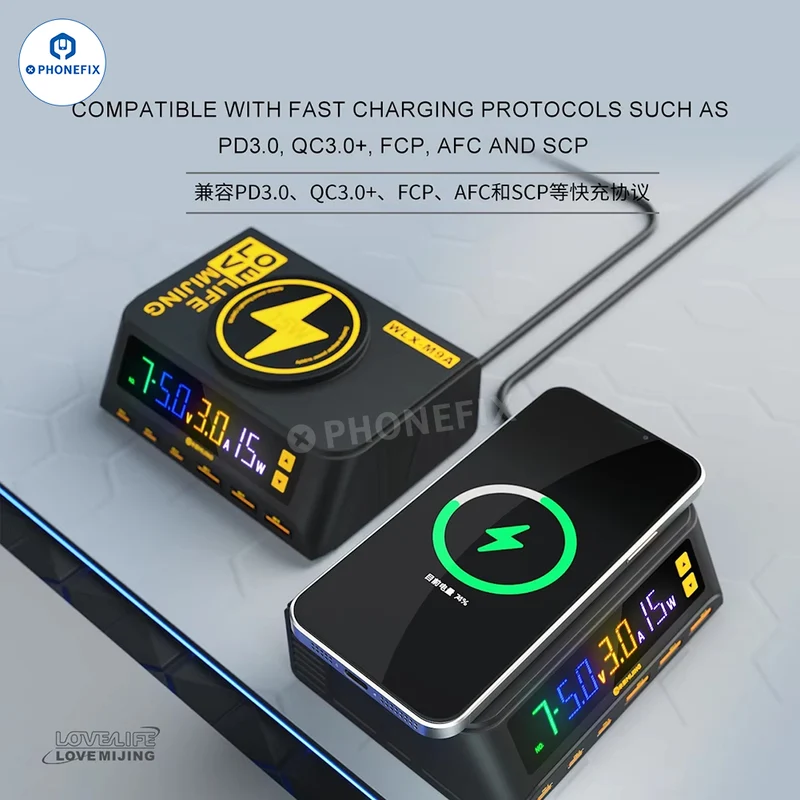 Chargeur rapide de bureau MIJING PD100 WLX-M9A avec charge sans fil