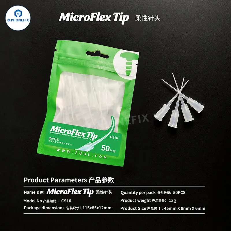 Aiguille flexible 2UUL CS10 MicroFlex Tip pour la distribution de colle liquide