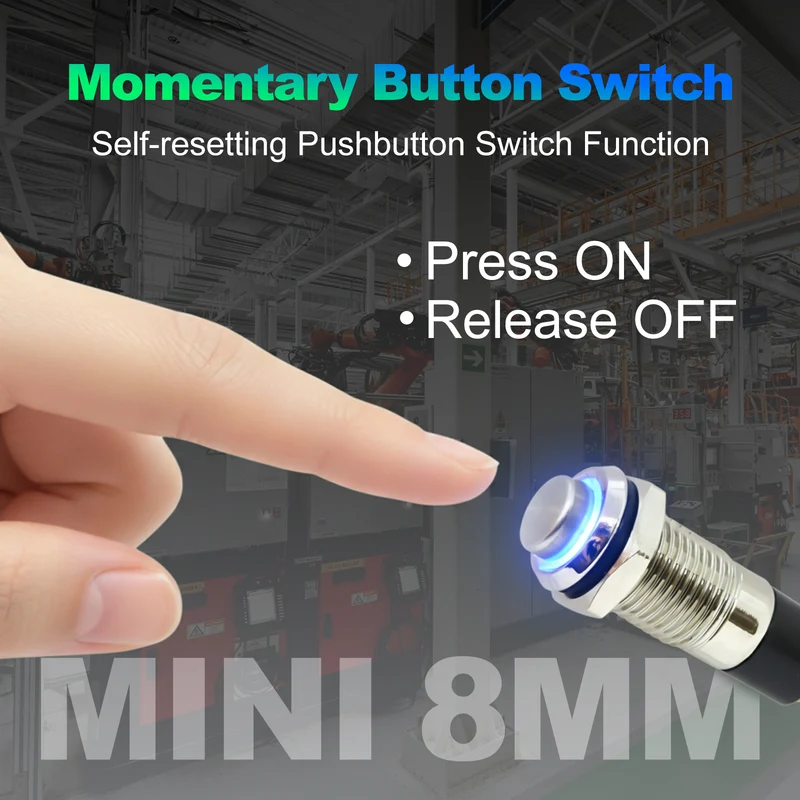 8mm Miniature Push Button Switch | Pre-wired Micro Metal Button | FILN
