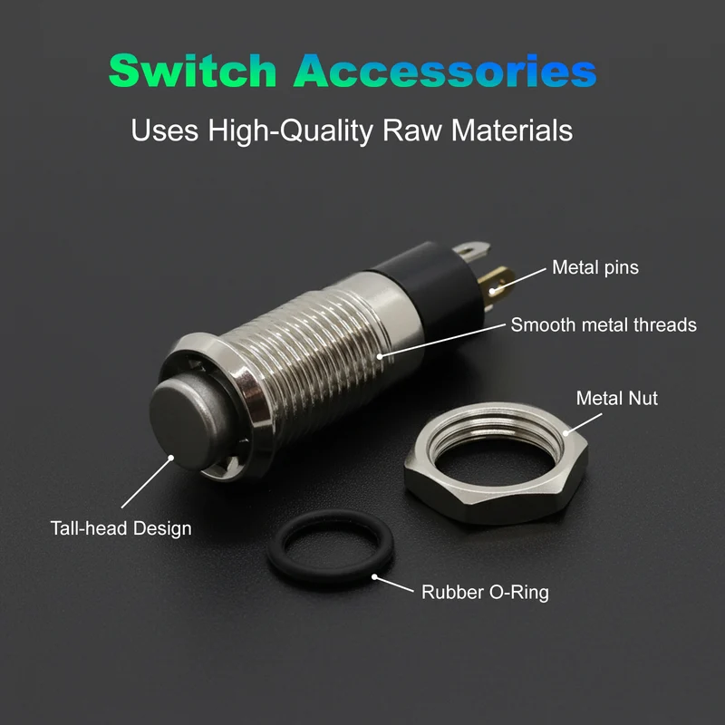 8mm Miniature Push Button Switch | Pre-wired Micro Metal Button | FILN