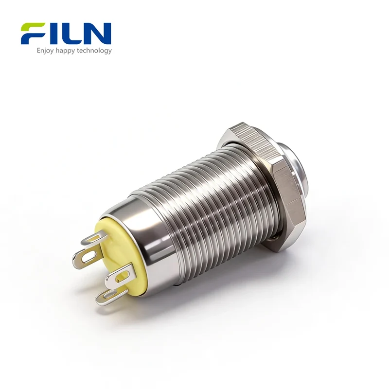 12 Volt Push Button Switch 12mm 304 Stainless Steel 4-PIN LED Ring Button Switch FILN
