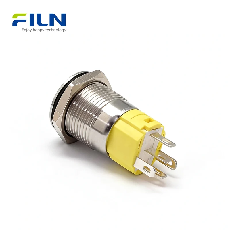 12V Push Button Switch 16mm Stainless Steel 5-Pin LED Ring 16MM LED Switch FILN