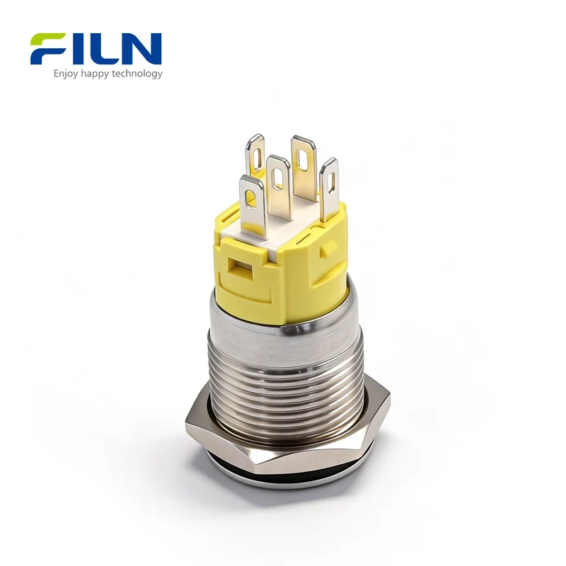 12V Push Button Switch 16mm Stainless Steel 5-Pin LED Ring 16MM LED Switch FILN