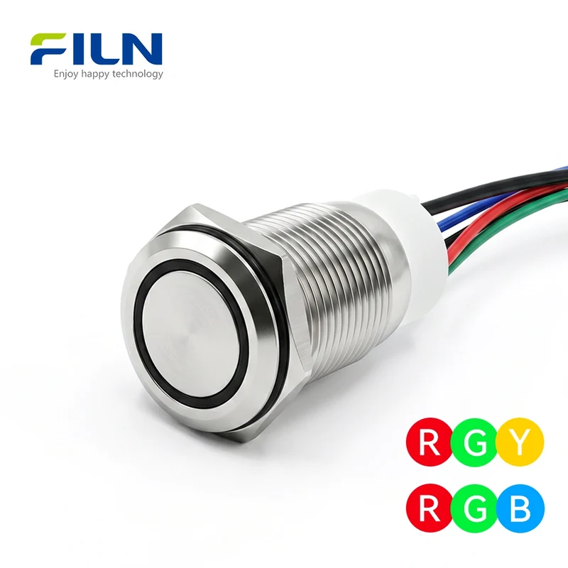 16mm Lighted Push Button Switch Stainless Steel RGB Colors LED Push Button Switch FILN
