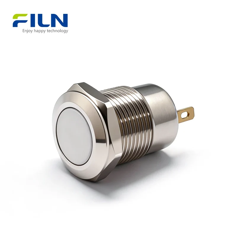 12mm 2 Pin Push Button Switch Stainless Steel Momentary/Latching FILN