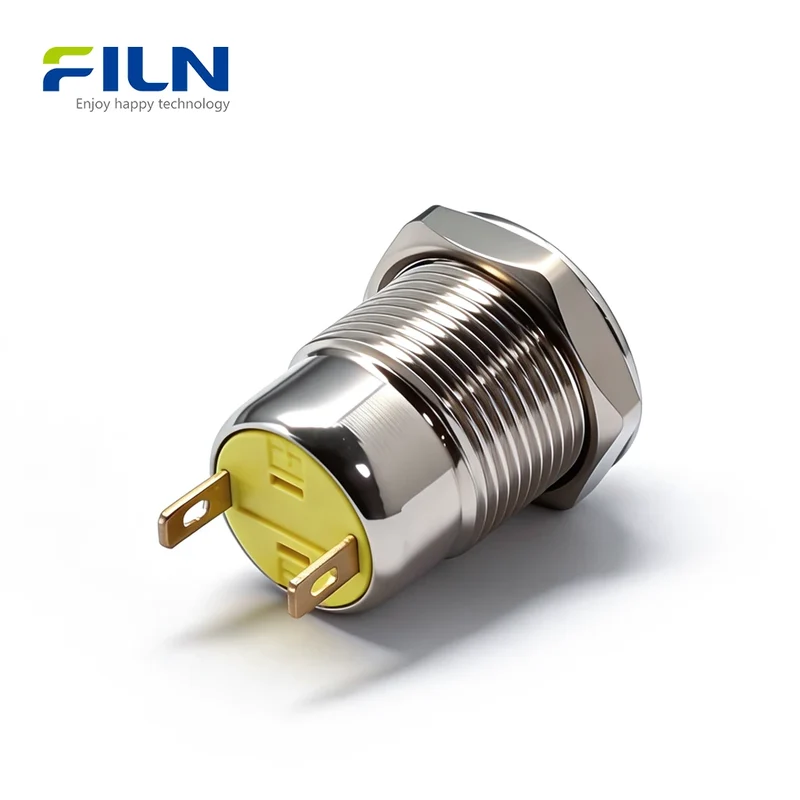 12mm 2 Pin Push Button Switch Stainless Steel Momentary/Latching FILN