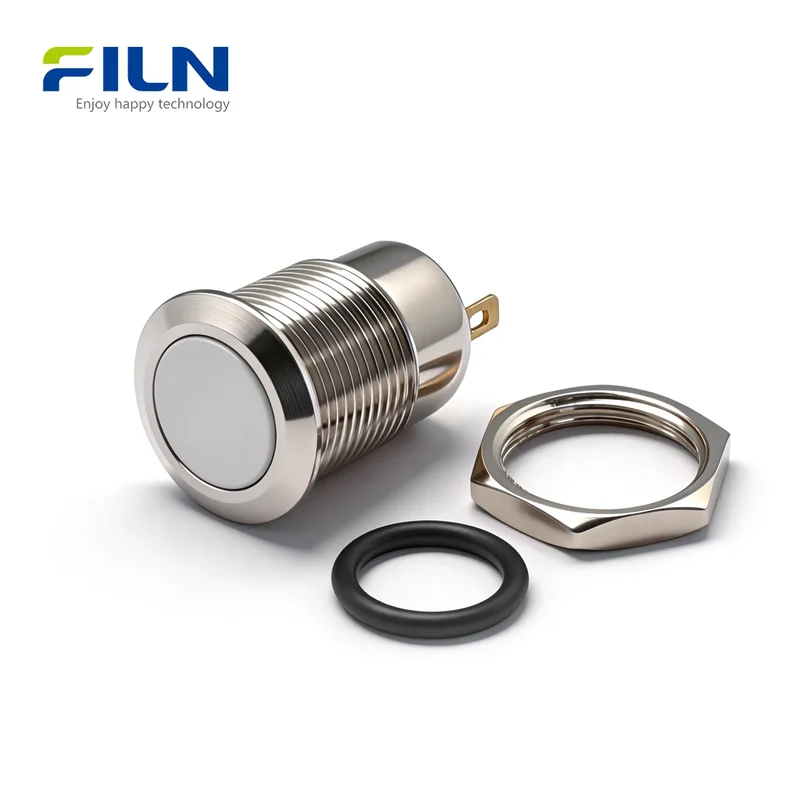12mm 2 Pin Push Button Switch Stainless Steel Momentary/Latching FILN