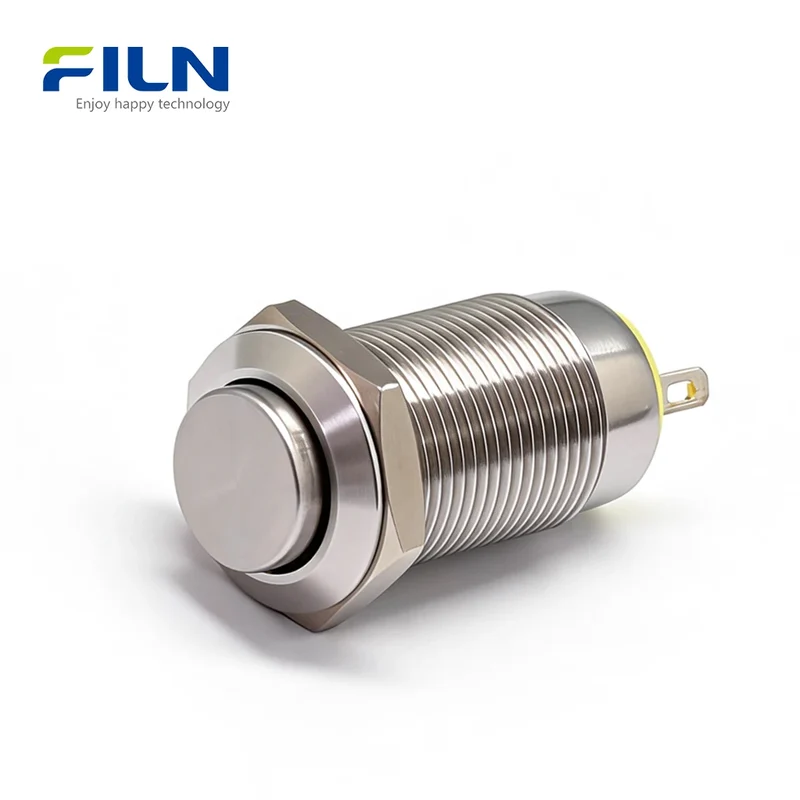 12mm Push Button Switch Mini Stainless Steel High Head Push Button Switch FILN