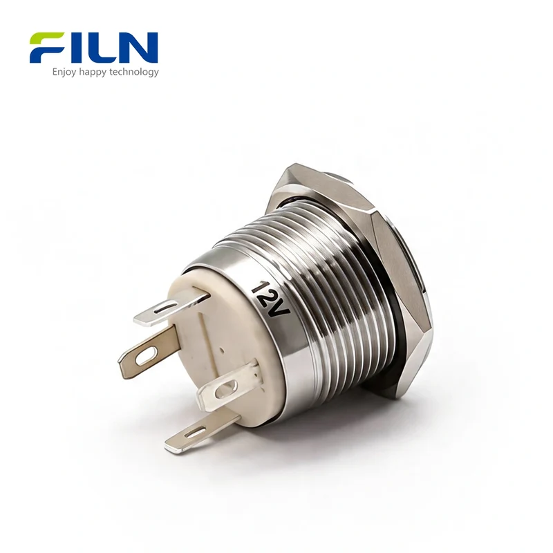19mm 4PIN Push Button Switch Ring LED Momentary Stainless Steel for CNC/Marine | FILN