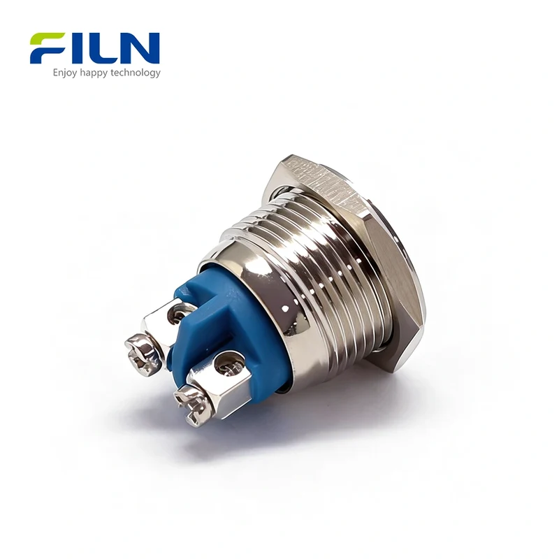 16mm Push Button Reset Switch Metal Momentary 2PIN Screw Terminal FILN