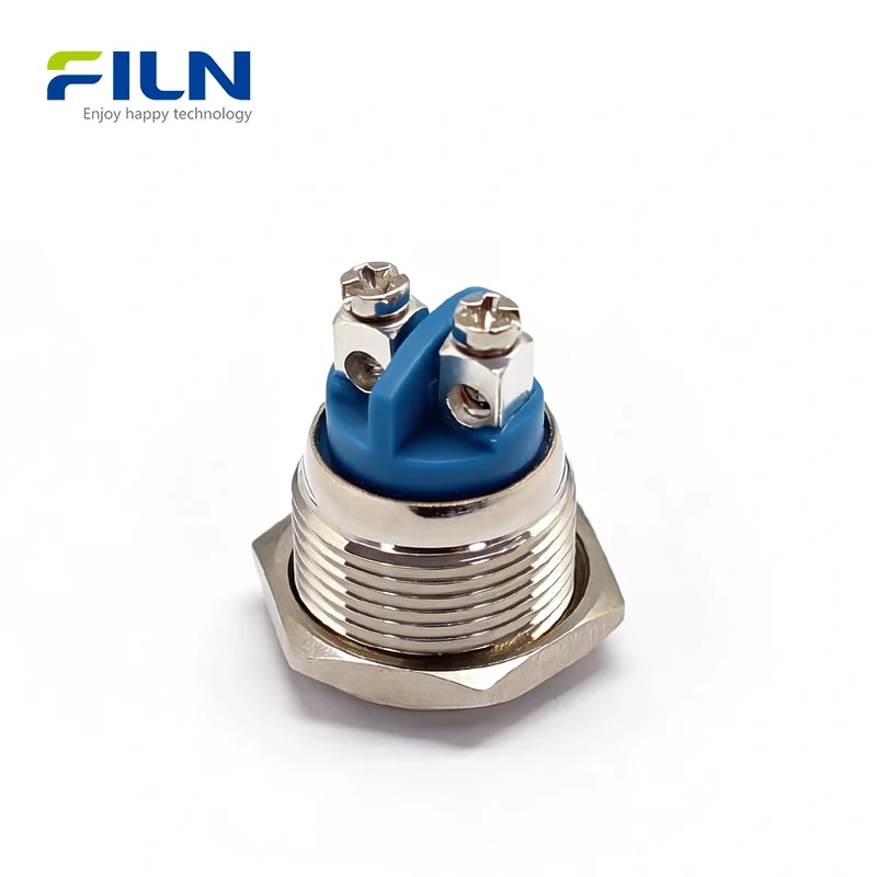 16mm Push Button Reset Switch Metal Momentary 2PIN Screw Terminal FILN