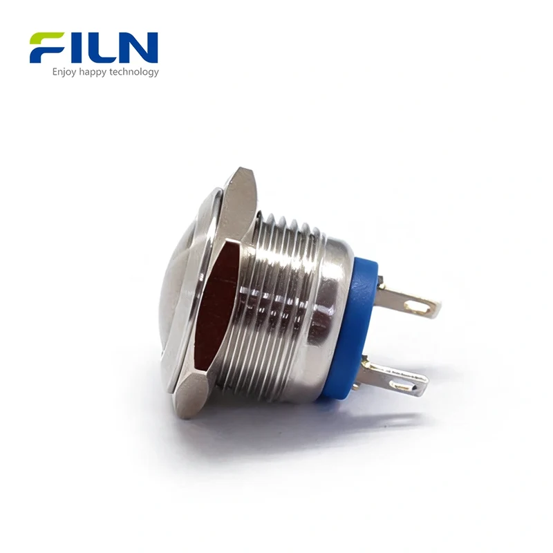 16mm Small Momentary Push Button Switch Ball Head Stainless Steel 2-Pin Plug-in FILN