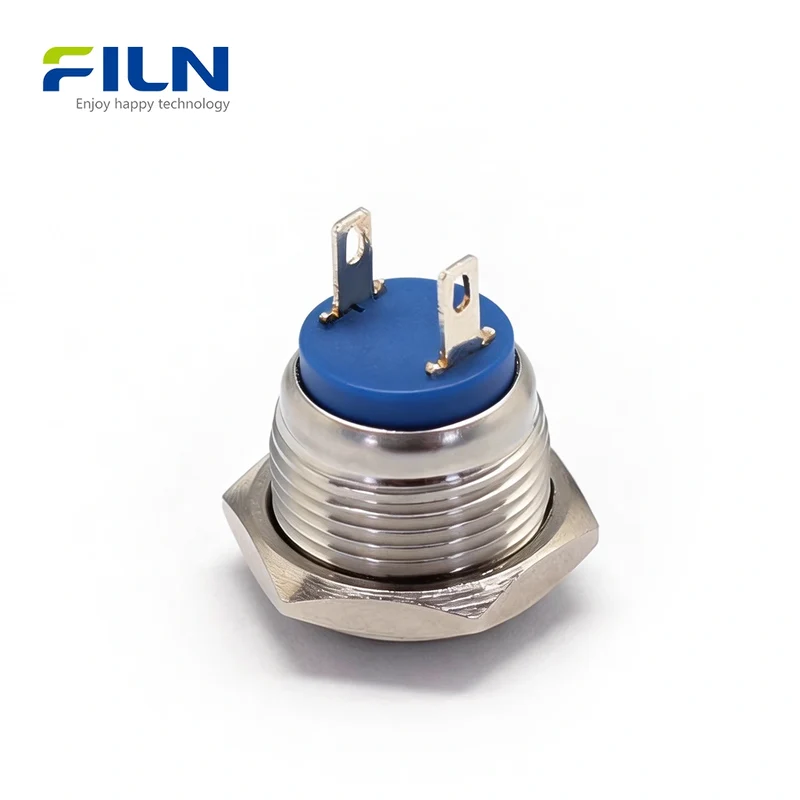 16mm Small Momentary Push Button Switch Ball Head Stainless Steel 2-Pin Plug-in FILN