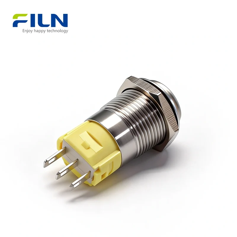 Normally Closed Push Button Switch 16mm Stainless Steel High Head FILN