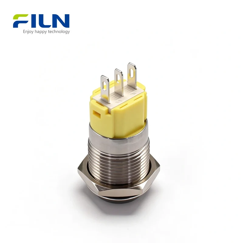 Normally Closed Push Button Switch 16mm Stainless Steel High Head FILN