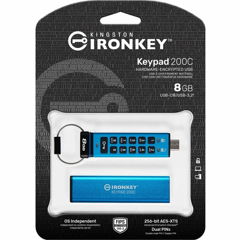 Clé USB 200 (Gen 8) Type C IronKey Keypad 3.2 1 Go IKKP200C/8 Go